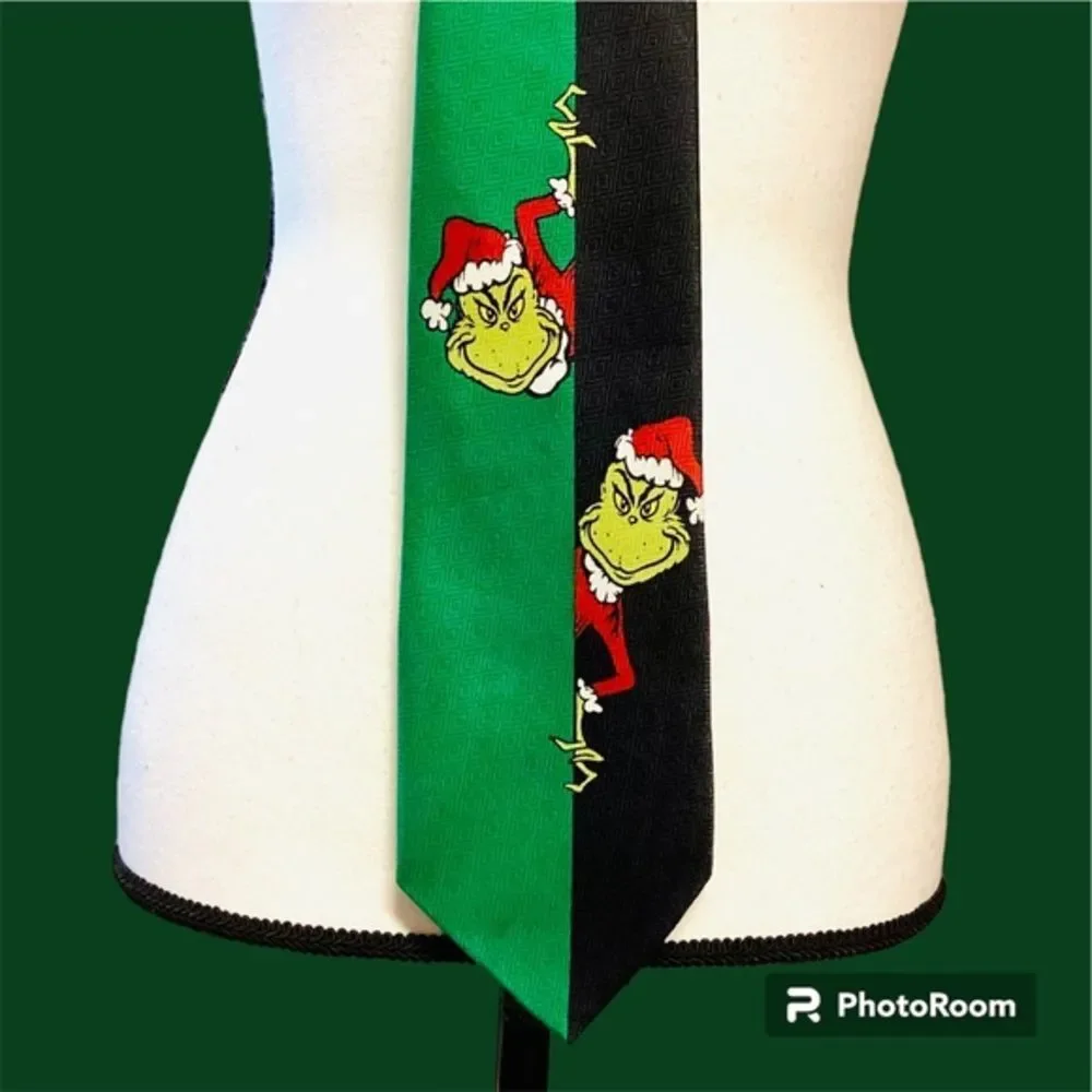 Dr. Seuss the Grinch Silk Tie‎ Green Black
